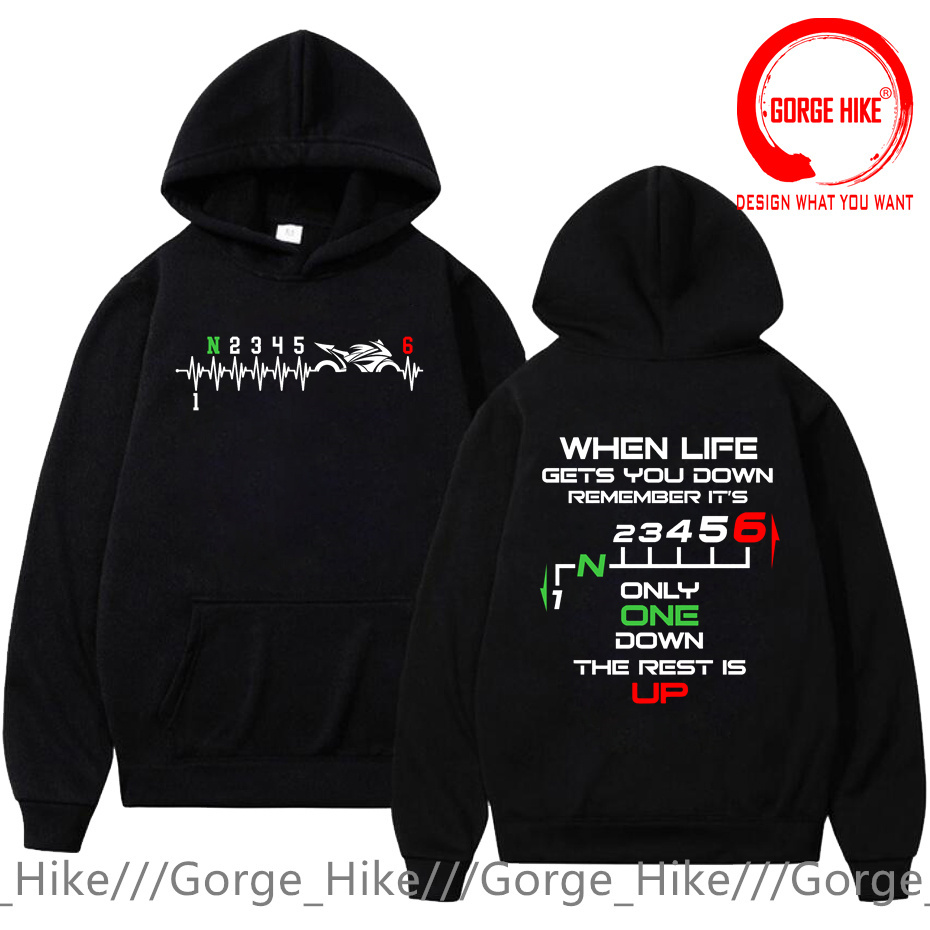 Motorcycle Gear Up Down - 1N23456 Felpa con Cappuccio da Motociclista