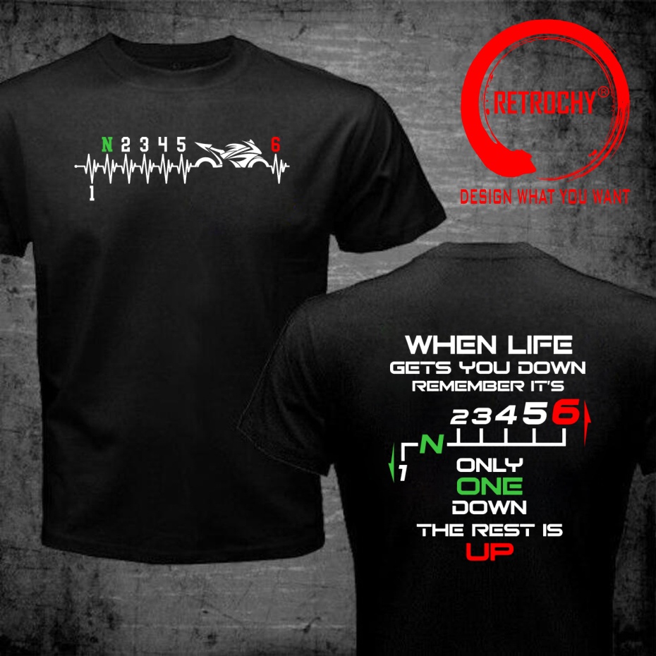Motorcycle Gear Up Down - Maglietta da Motociclista con Design Divertente